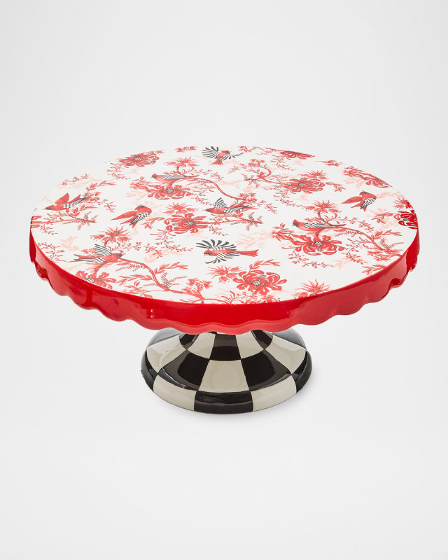 Cardinal Toile Large Pedestal Platter