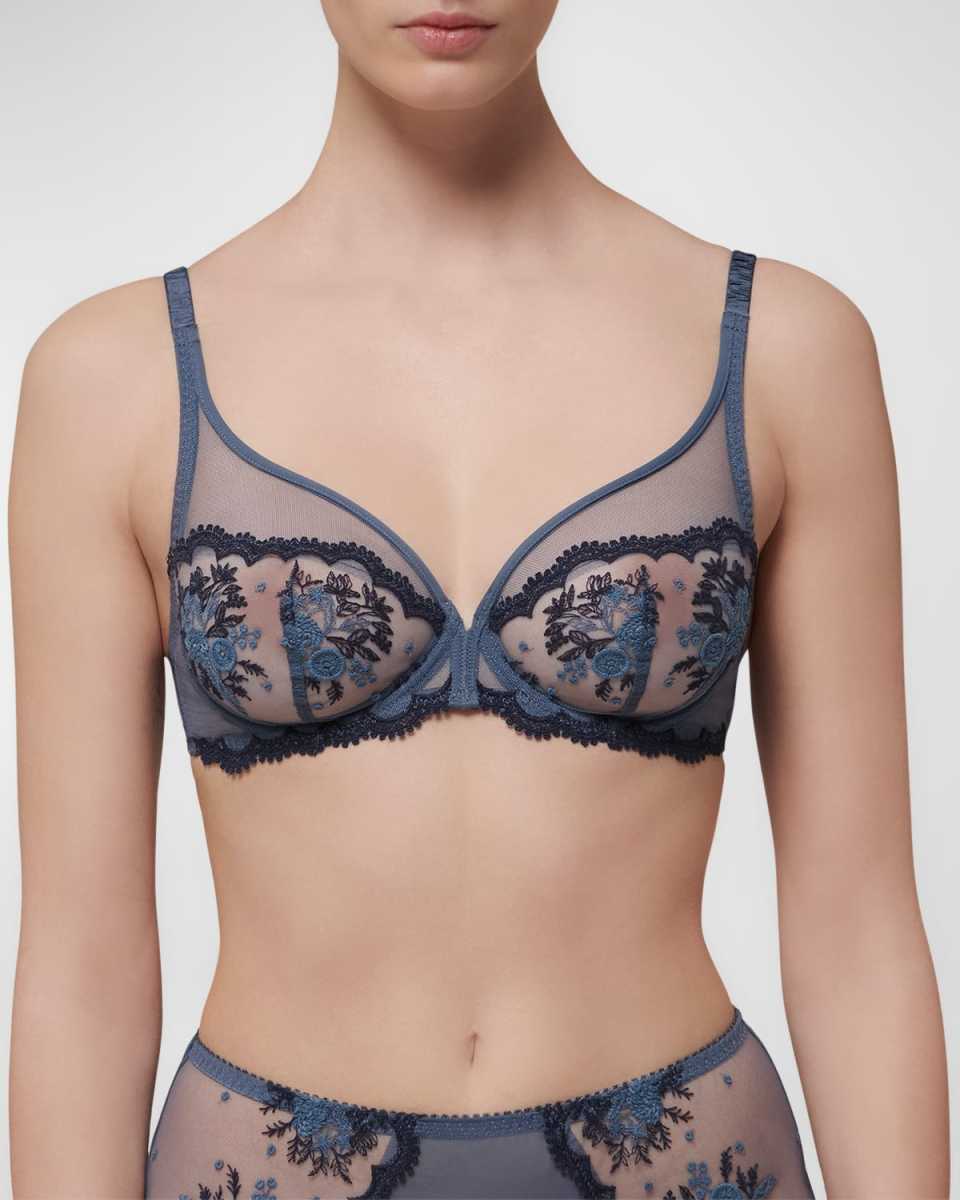 Intrigue Sheer Floral-Embroidered Bra