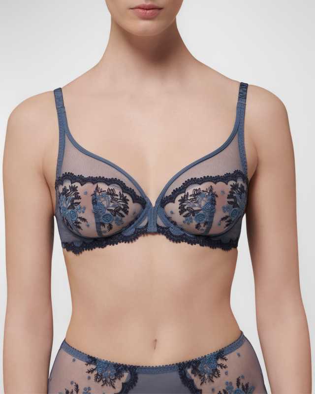 Intrigue Sheer Floral-Embroidered Bra