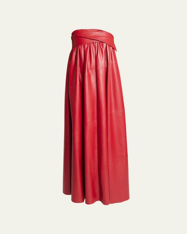 Nappa Leather Empire-Waist Strapless Gown