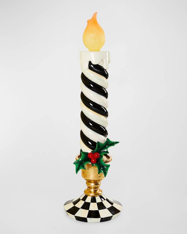 Courtly Stripe Medium Illuminated Trophy Candle