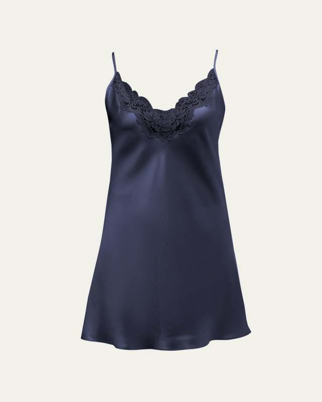 Bijoux Lace-Trim Silk Chemise