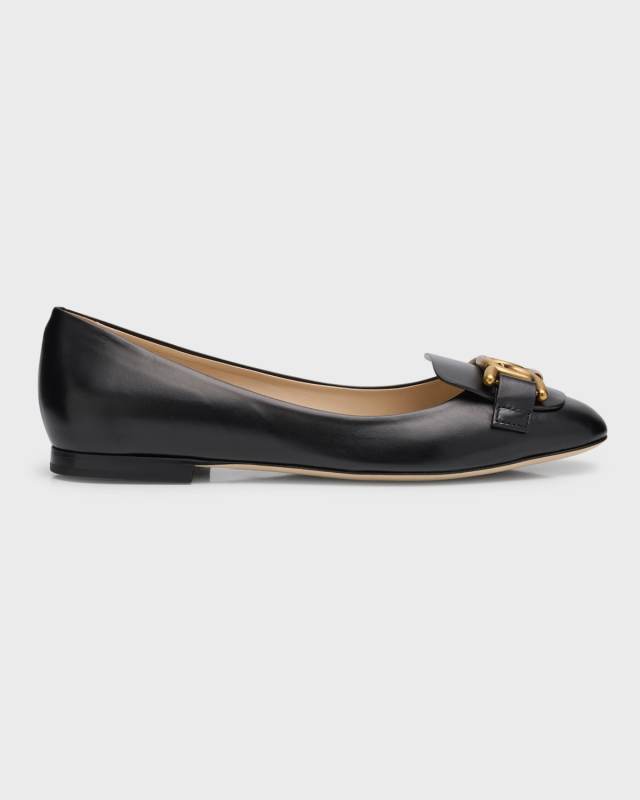 Leather Chain Ballerina Flats