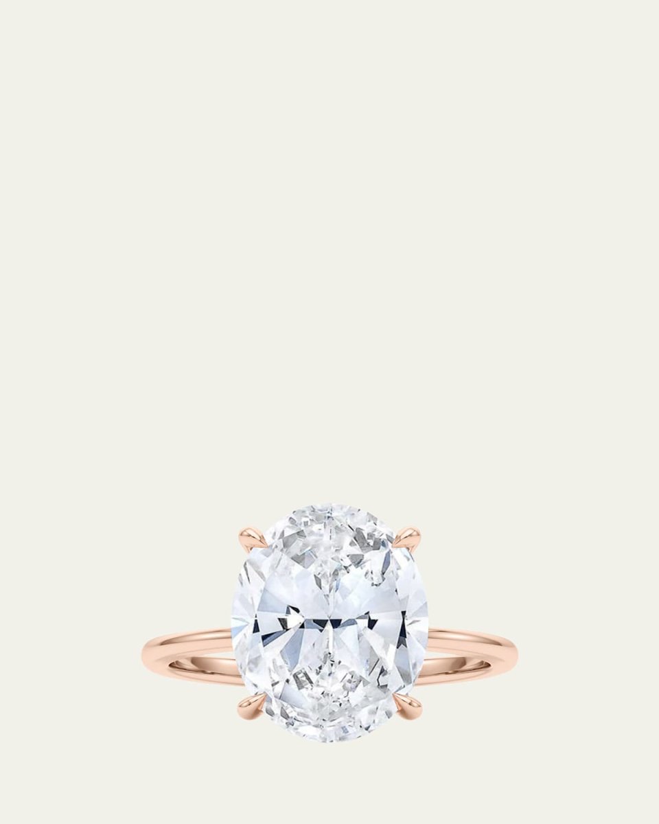 18K Oval Cut Hidden Halo Lab Grown Diamond Ring, 2.0tcw