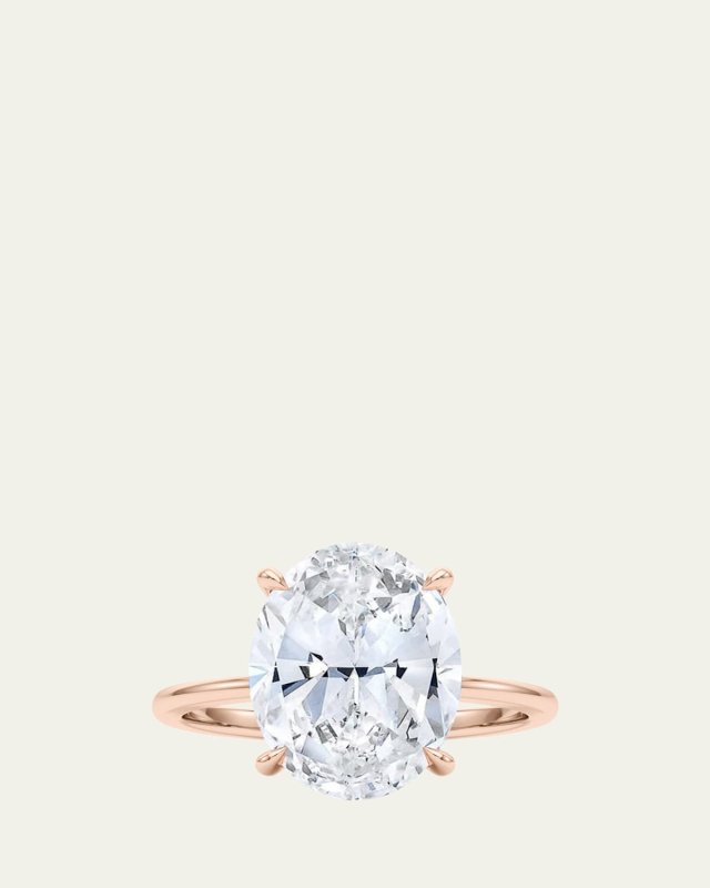 18K Oval Cut Hidden Halo Lab Grown Diamond Ring, 2.0tcw