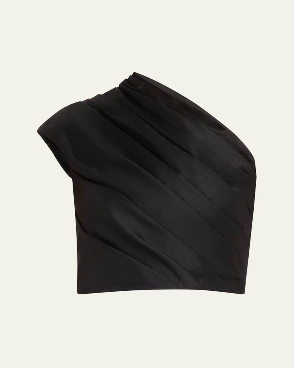 Frida Draped One-Shoulder Silk Blouse