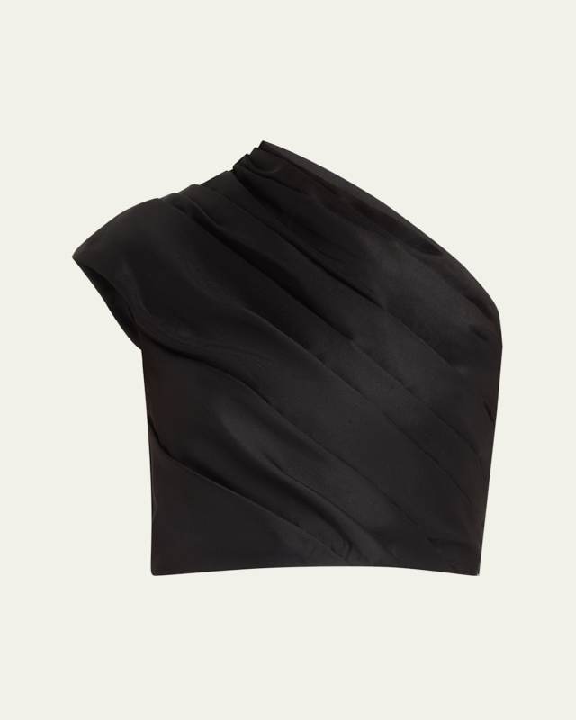 Frida Draped One-Shoulder Silk Blouse