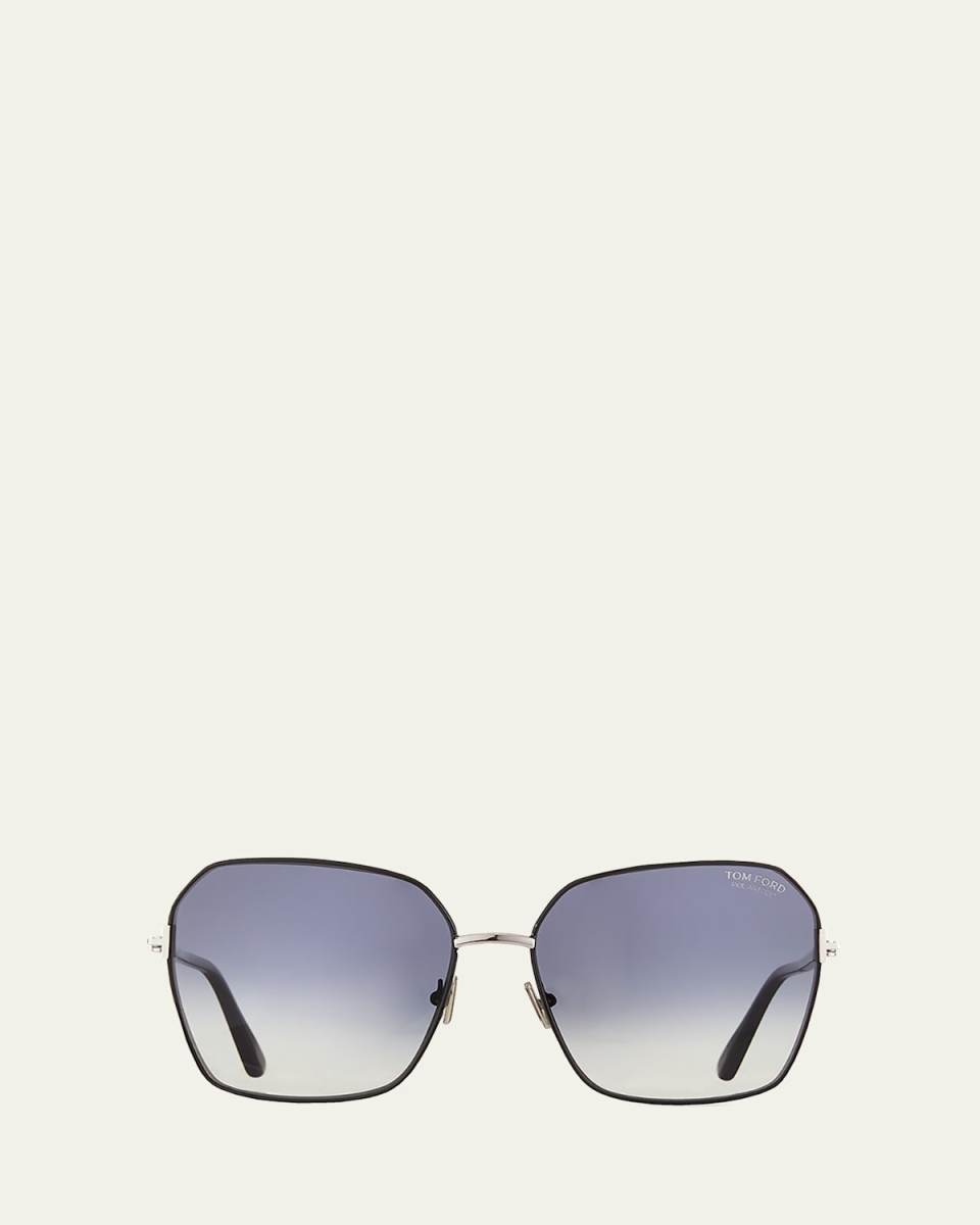 Claudia Geometric Metal/Acetate Sunglasses