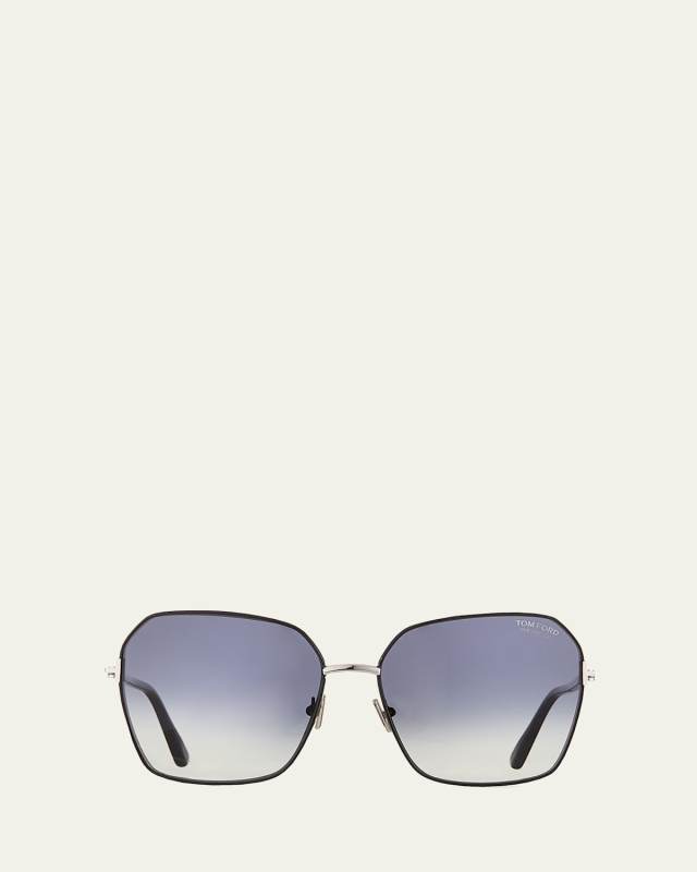 Claudia Geometric Metal/Acetate Sunglasses