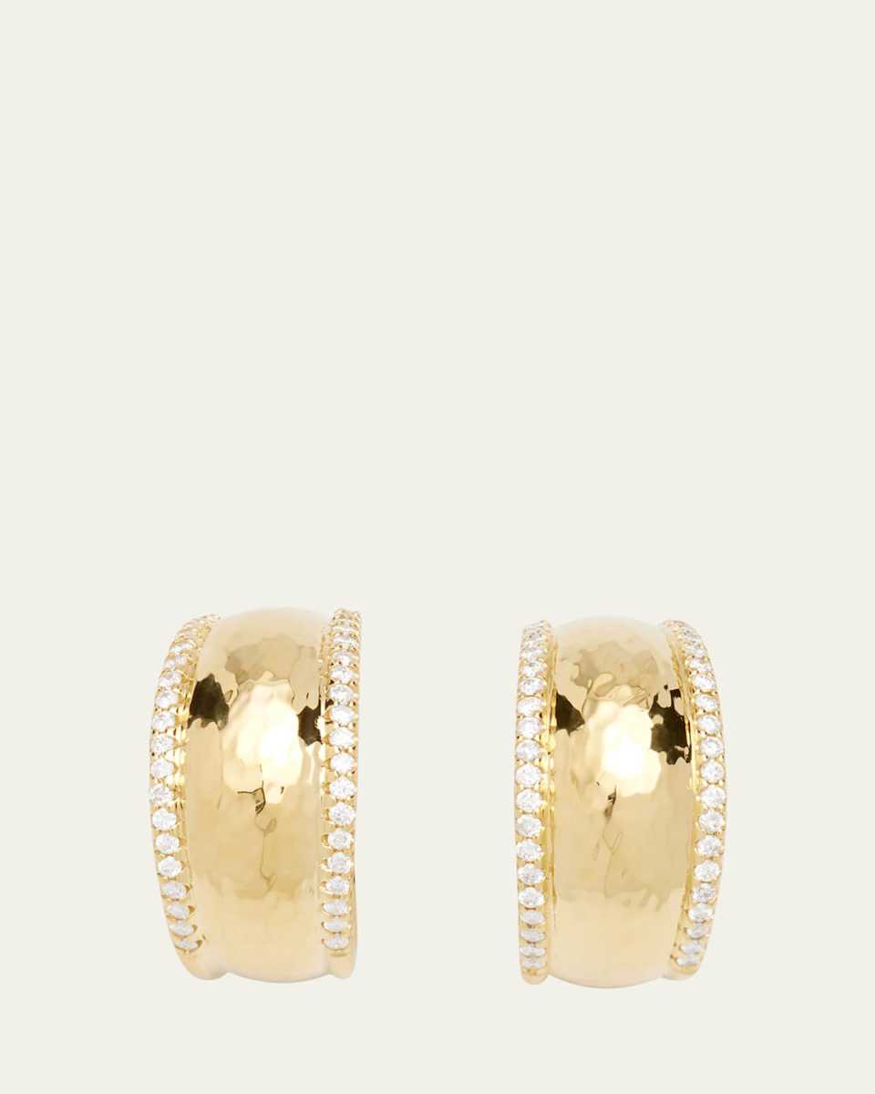 18K Stardust Goddess Hammered Dome Huggie Earrings