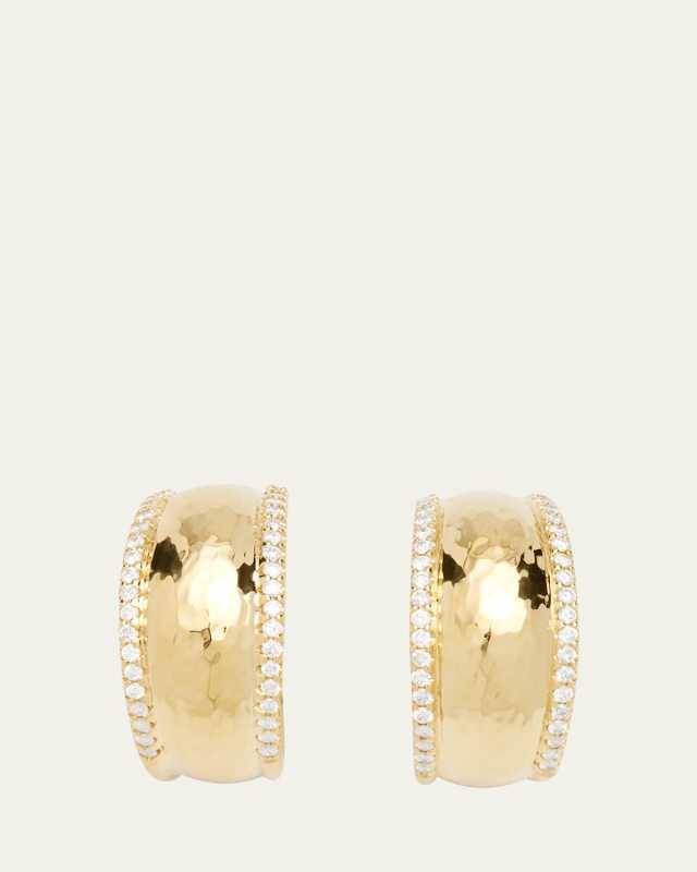 18K Stardust Goddess Hammered Dome Huggie Earrings