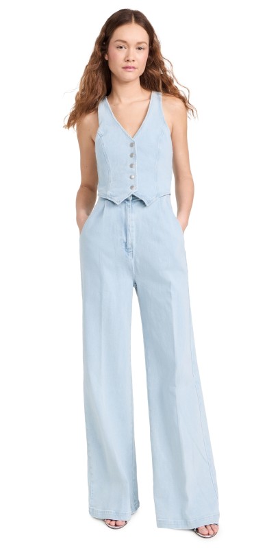 Amanda Uprichard Ethan Denim Jumpsuit Iceberg