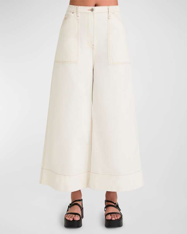 Violette Cropped Wide-Leg Denim Jeans