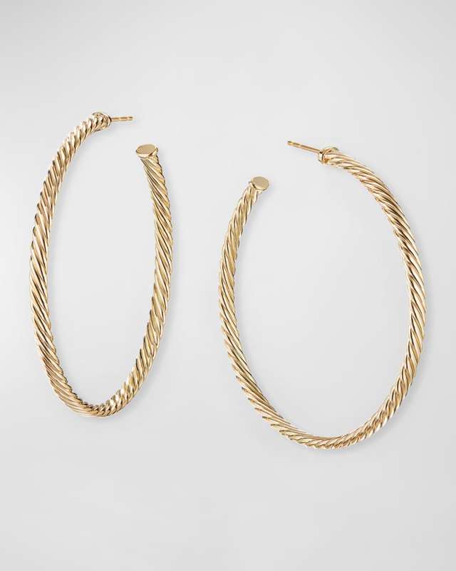 18k Cablespira Hoop Earrings, 2"