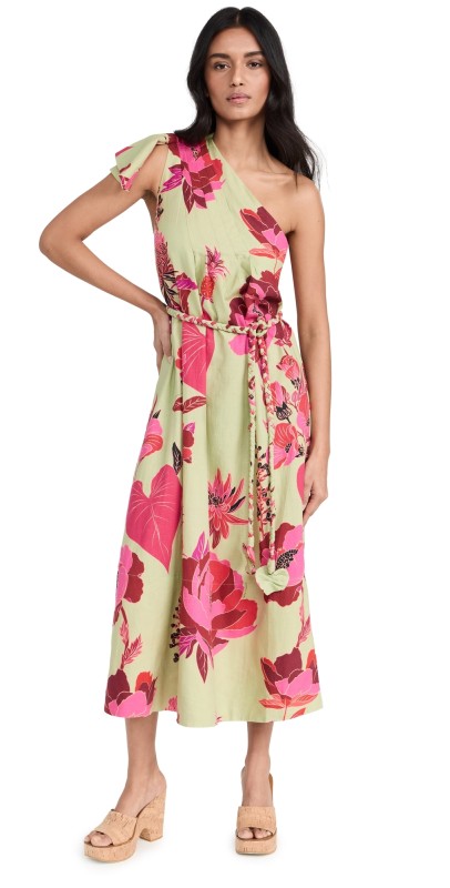 FARM Rio Fresh Garden Green One Shoulder Maxi Dress Fresh Garden Green