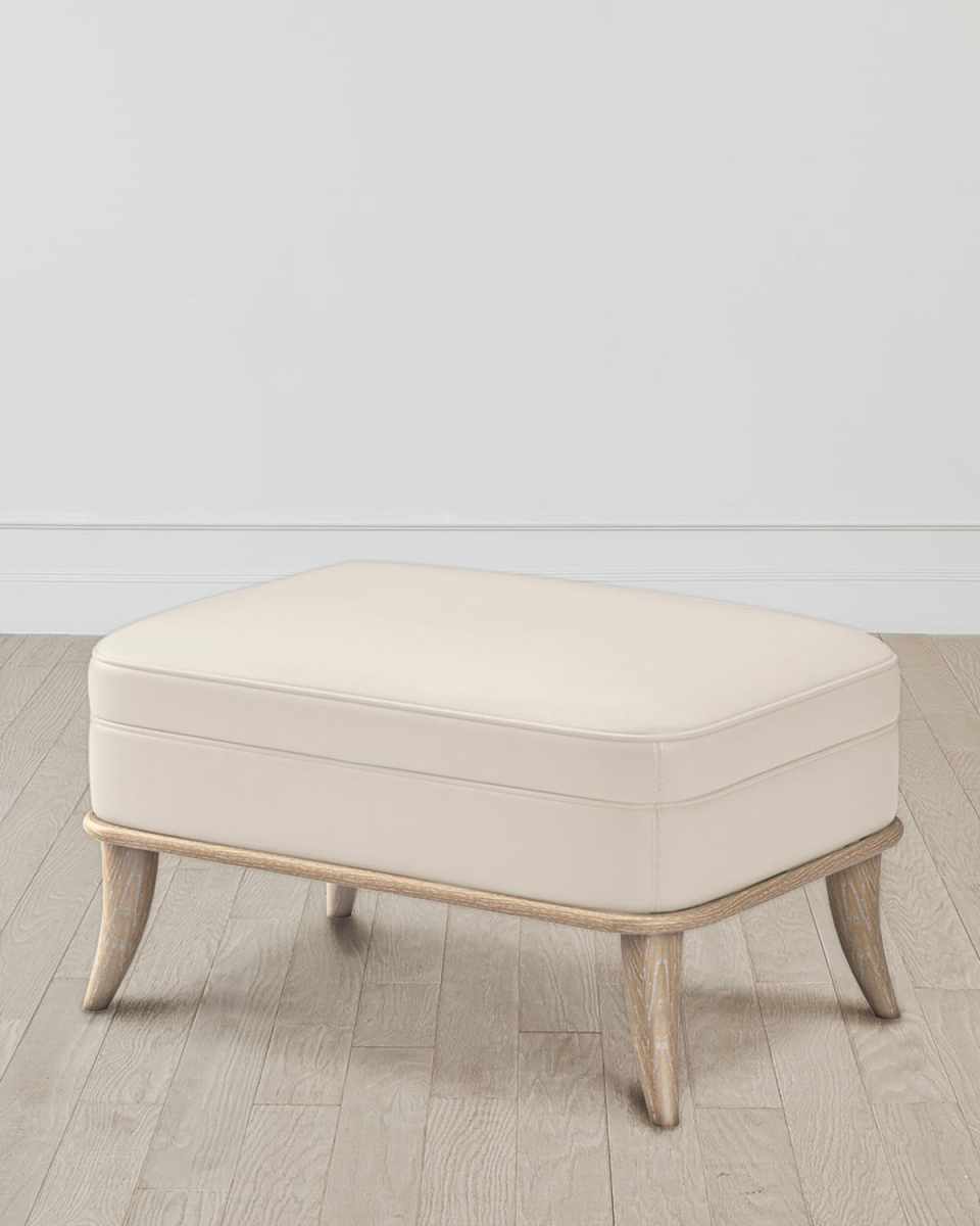 Jackie Gray/Milk Leather Ottoman