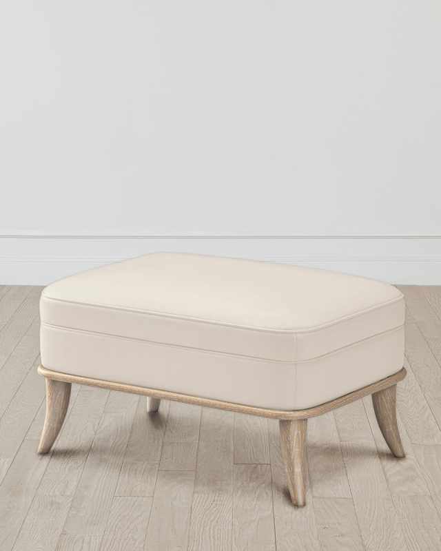 Jackie Gray/Milk Leather Ottoman
