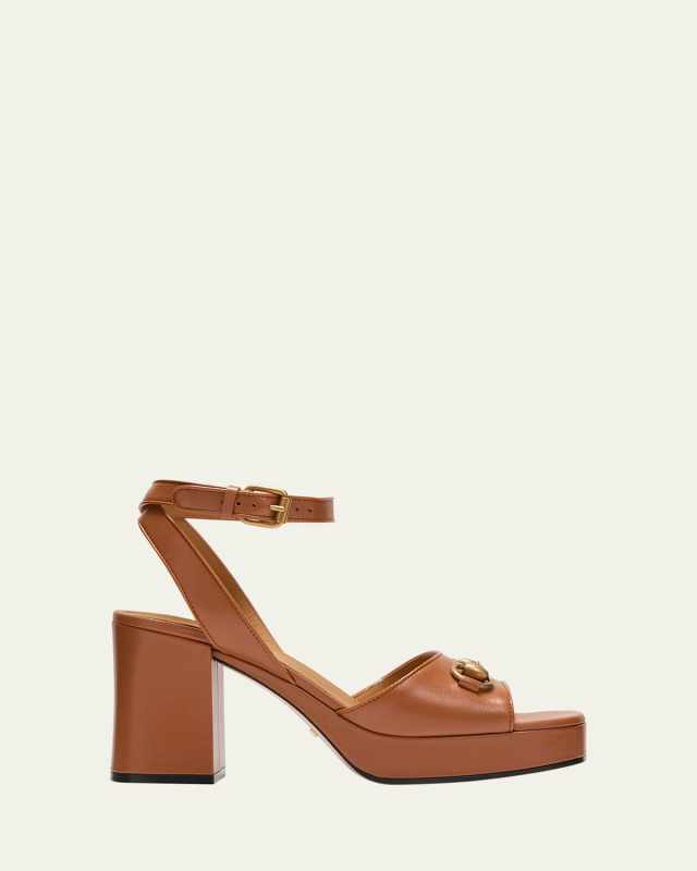 Lady Leather Horsebit Platform Sandals