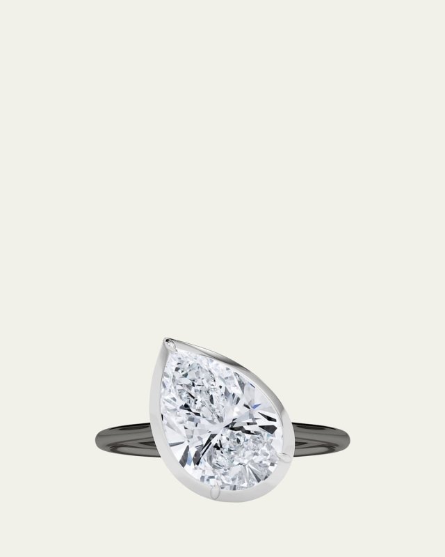 Two Tone 18K Tilted Pear Lab Grown Diamond Ring, 2.0tcw