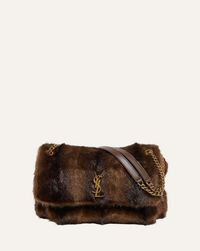 Niki Large YSL Shoulder Bag in Faux Fur
