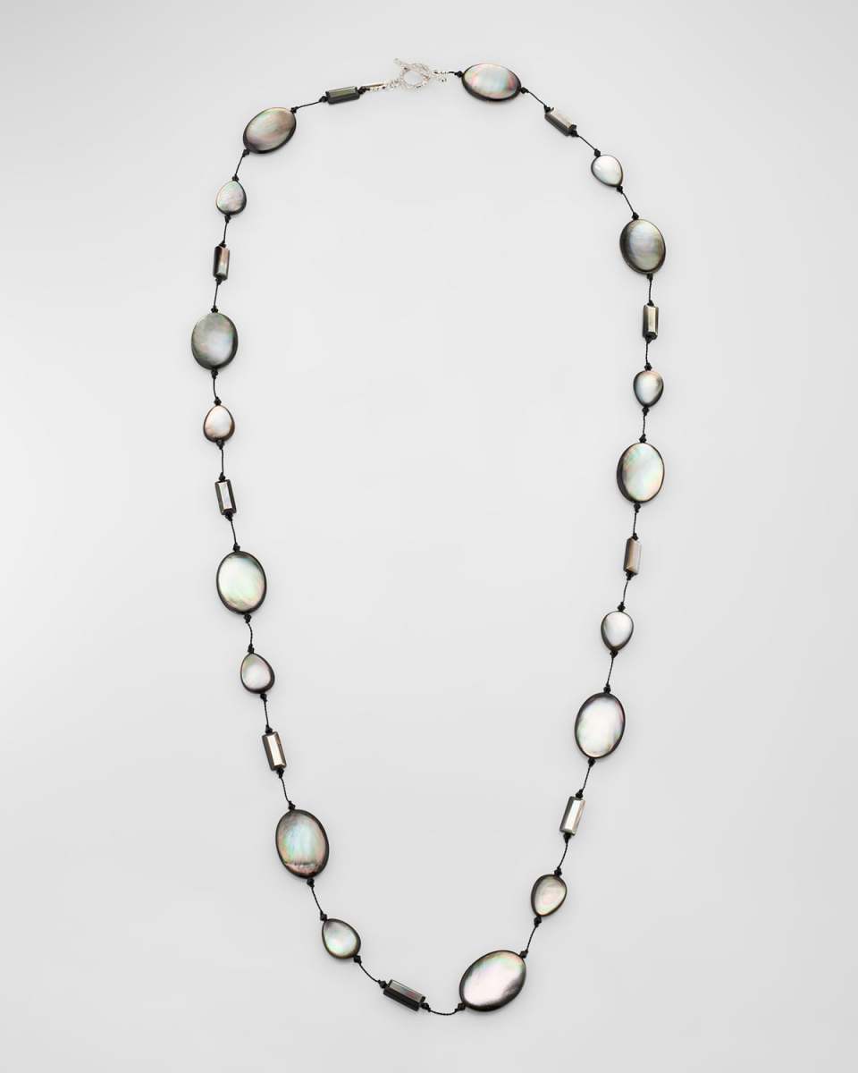 Tahitian Mother of Pearl Combination Necklace in Sterling Silver, 35"L