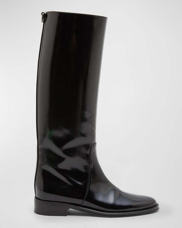 Hunt Knee-Length Patent Leather Boots