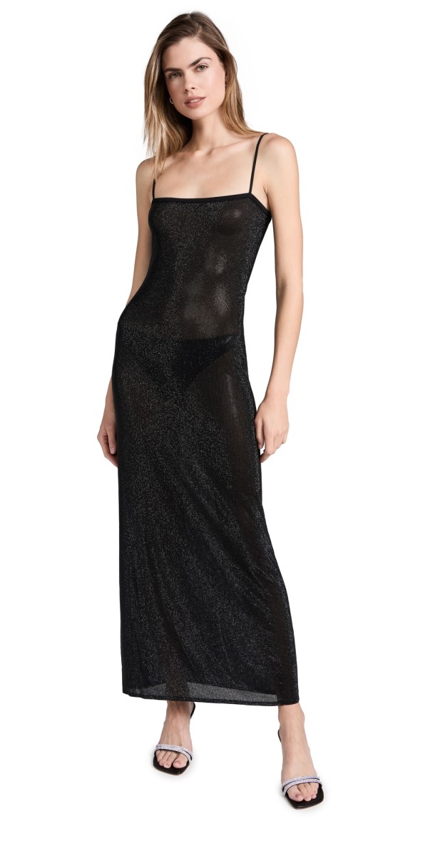 Alexander Wang Cami Slip Dress with Clear Bead Hotfix Black