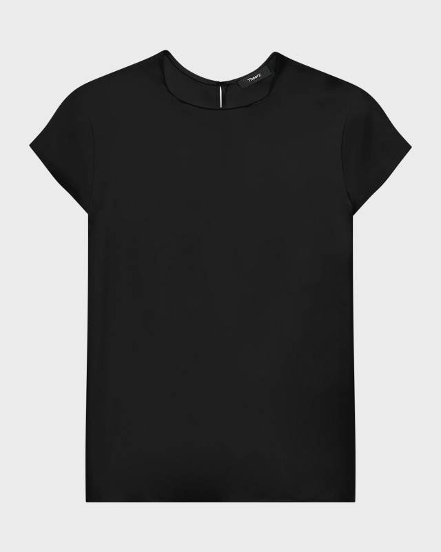 Cap-Sleeve Silk Georgette Top