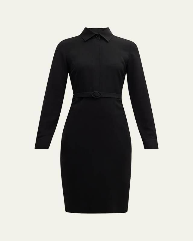 Belted Crepe Shirtdress