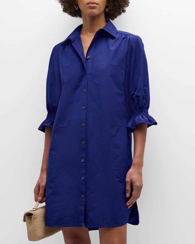 Miller Ruched Taffeta Mini Shift Dress