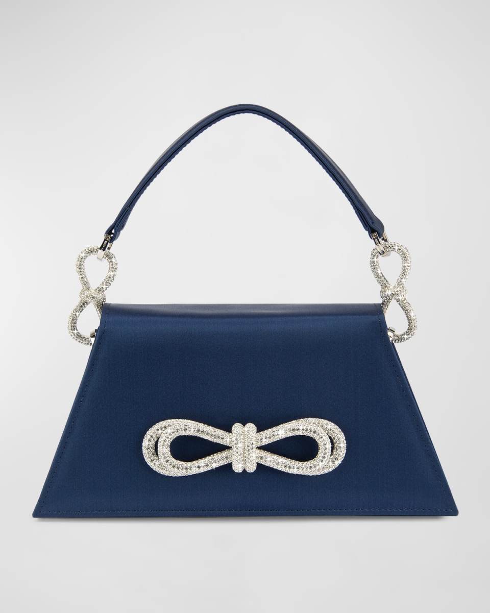 Samantha Embellished Bow Satin Top-Handle Bag