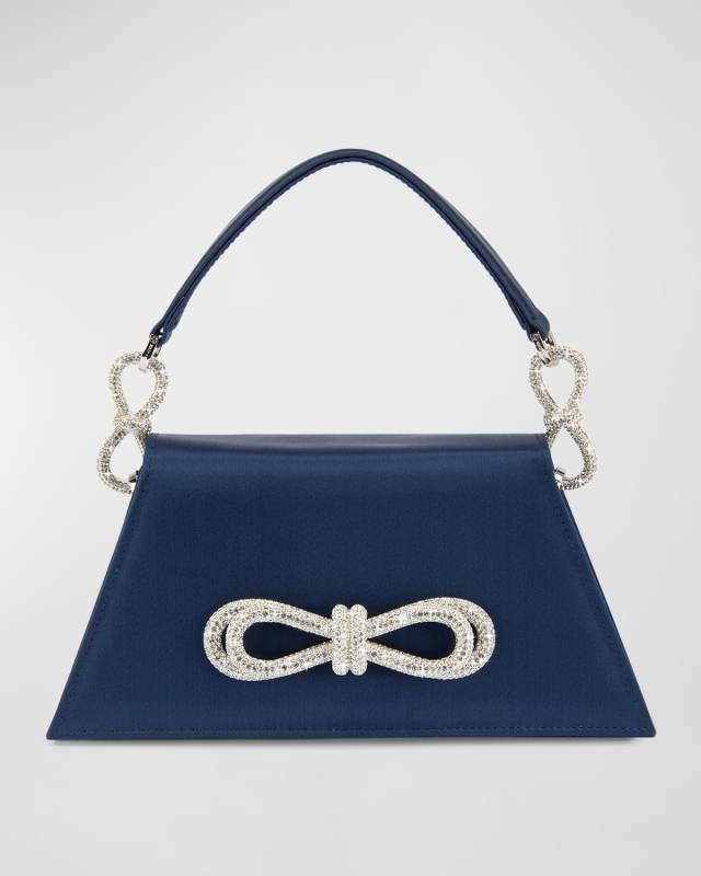 Samantha Embellished Bow Satin Top-Handle Bag