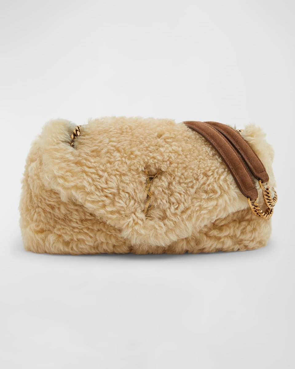 Calypso Small YSL Shoulder Bag in Shearling