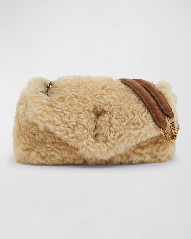 Calypso Small YSL Shoulder Bag in Shearling