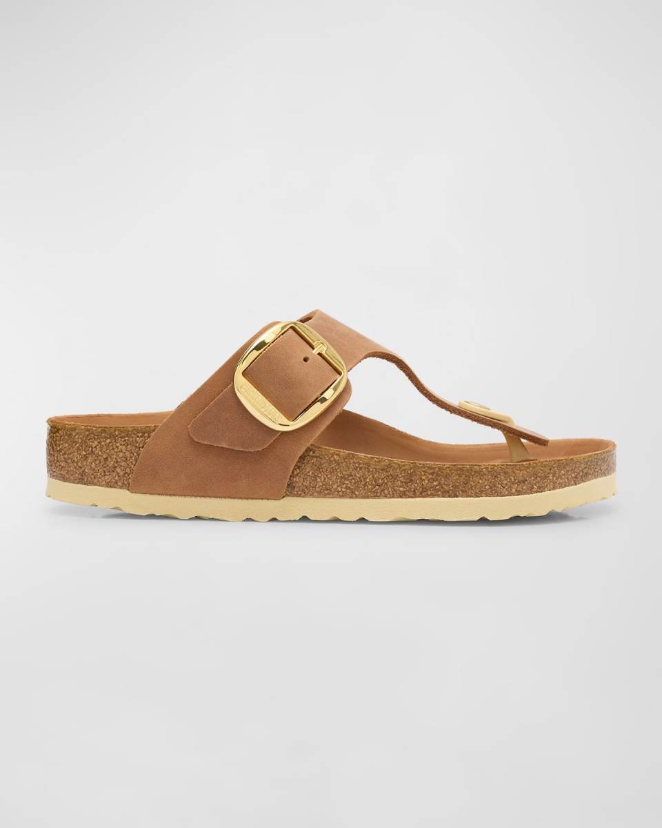 Gizeh Leather Buckle Thong Sandals
