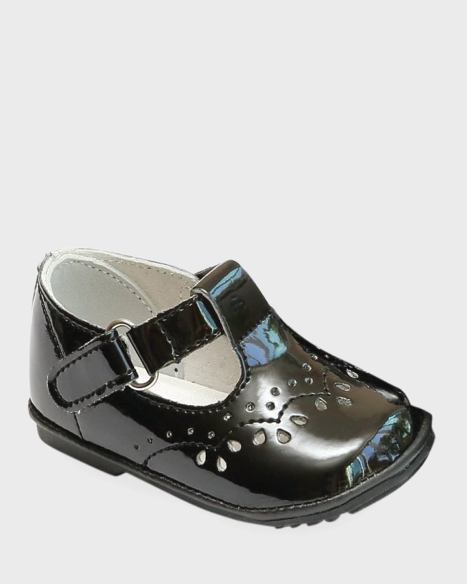 Girl's Birdie Patent Leather T-Strap Brogue Mary Jane, Baby