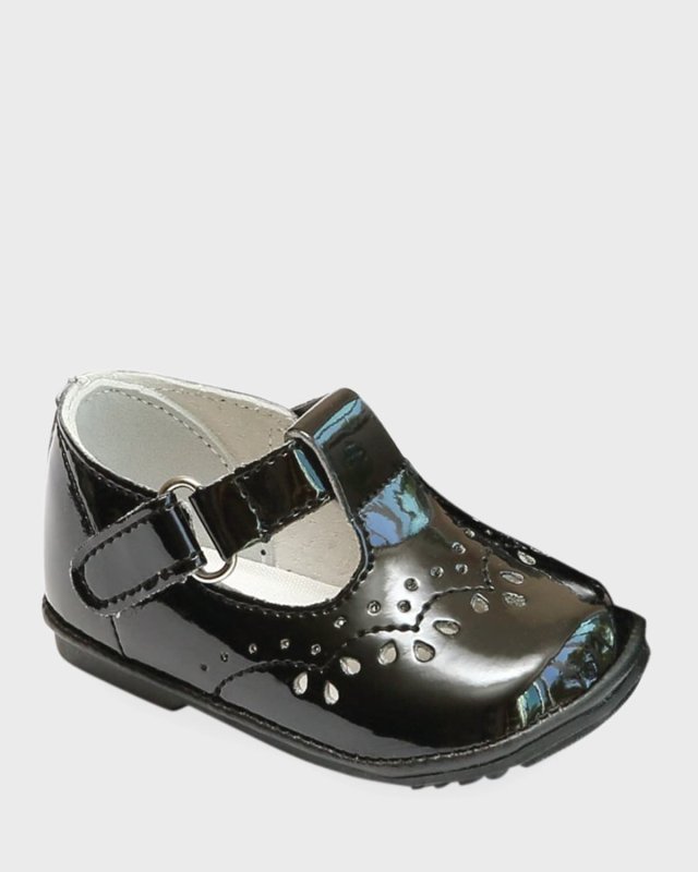 Girl's Birdie Patent Leather T-Strap Brogue Mary Jane, Baby