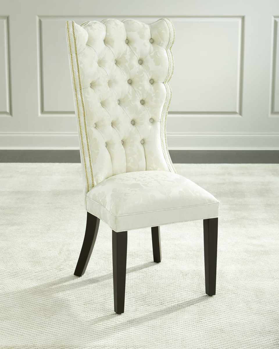 Pantages Damask Dining Chair, Ivory