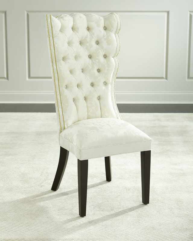 Pantages Damask Dining Chair, Ivory