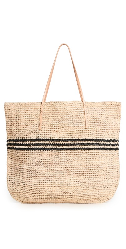 Hat Attack Luxe Stripe Tote Natural/Black