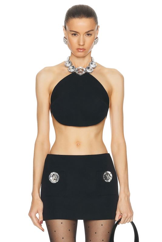 AREA Jumbo Crystal Halter Top