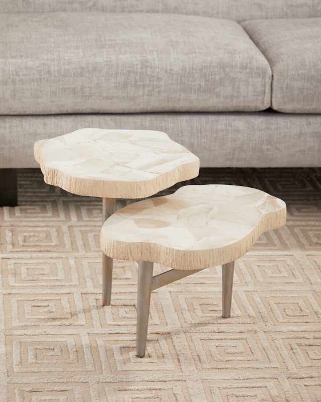 Fossilized Clam 2-Level Accent Table