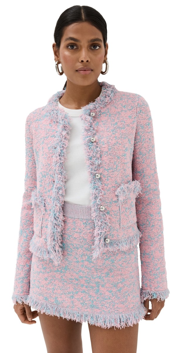 rabanne Fringe Cardigan Tweedurex Rose