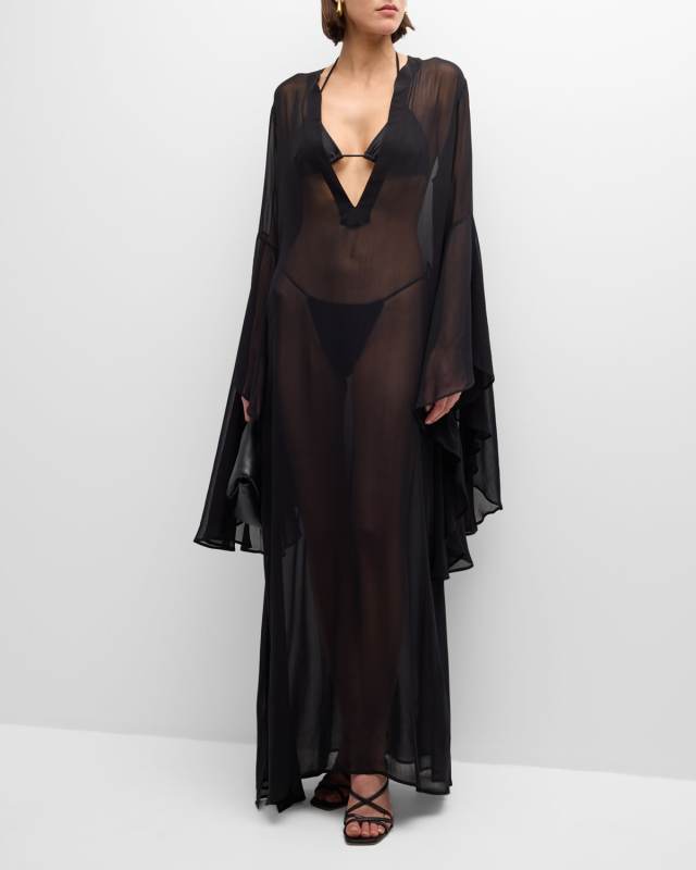 Roxanne Sheer Waterfall Kaftan Coverup