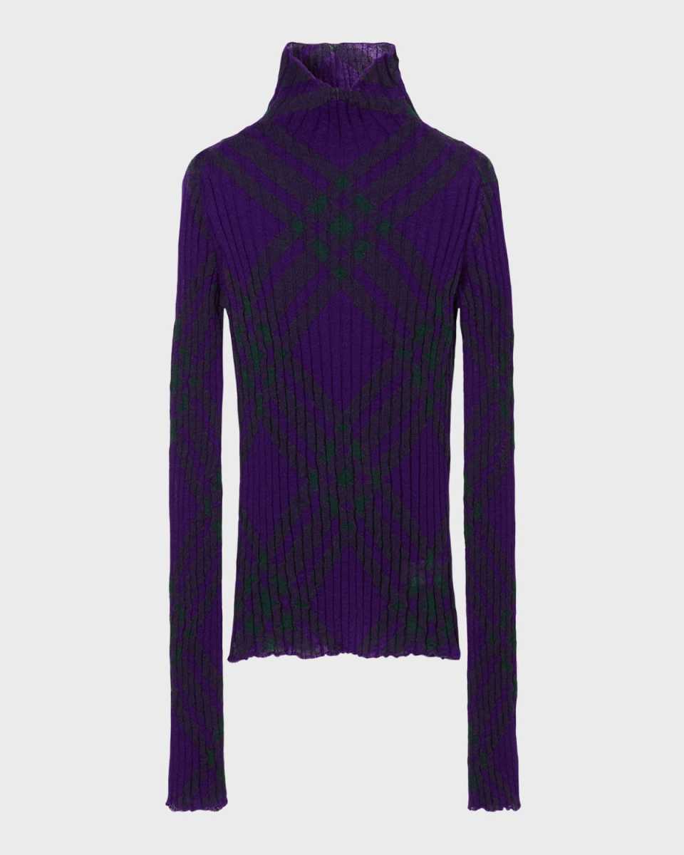 Signature Check Wool Knit Turtleneck
