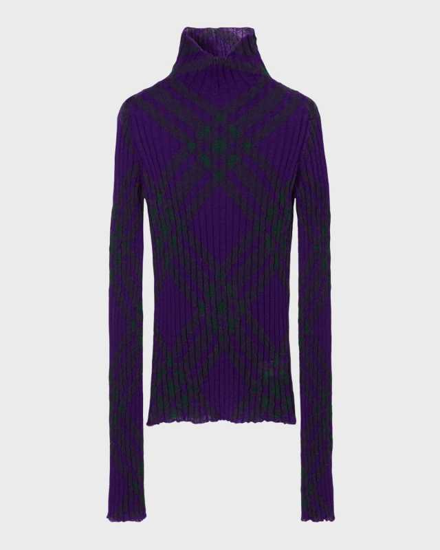 Signature Check Wool Knit Turtleneck