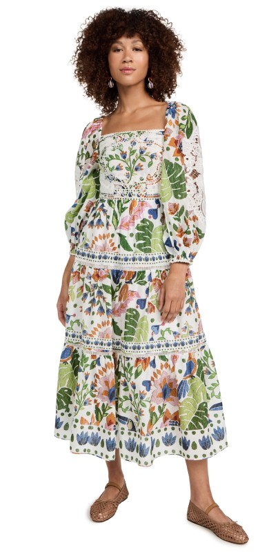 FARM Rio Summer Garden Midi Dress Summer Garden Sand