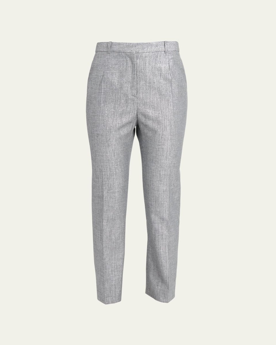 High Waisted Cropped Metallic Trousers