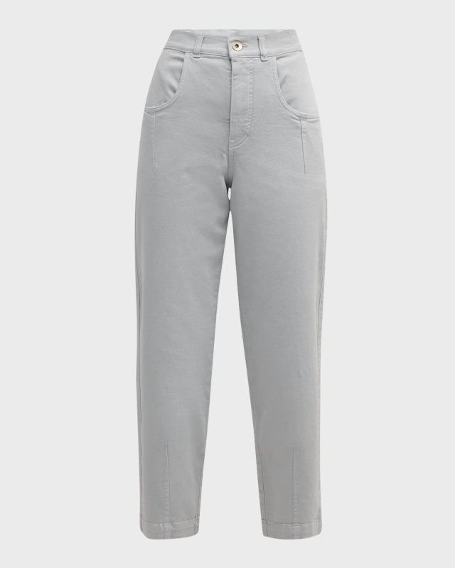 Stretch Denim High-Rise Straight-Leg Jeans