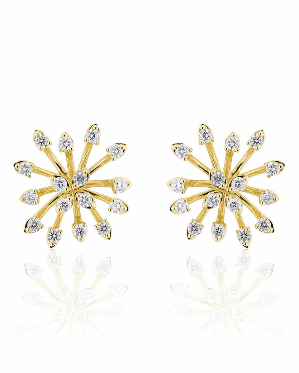 Luminus 18k Yellow Gold Stemmed Diamond Stud Earrings